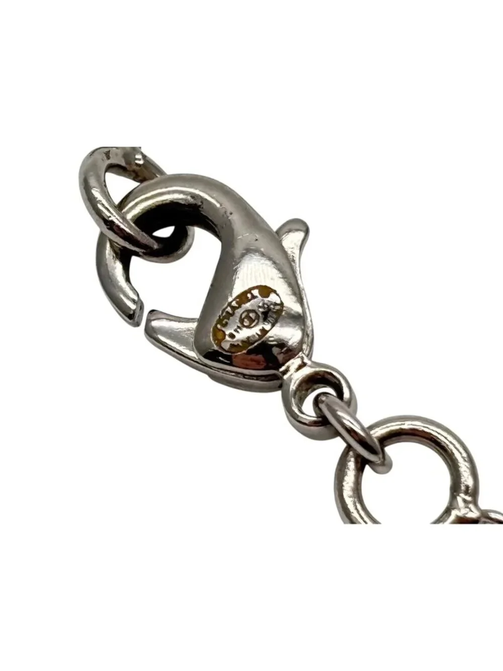 Chanel CC Logo Necklace 11 44 Rhinestone Metal Clear Silver